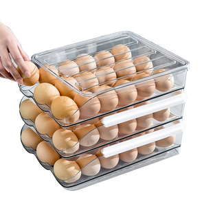 Geladeira Egg Box Organizer Fresh Home Transparente Tron Plastic Kitchen Food Organizer Rolling Drawer Egg Carton