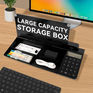 Pizarra Blanca de <span class=keywords><strong>Escritorio</strong></span> con Almacenamiento para Computadora, Superficie de Escritura de Vidrio Liso sin Marco, con Cajón Organizador de <span class=keywords><strong>Escritorio</strong></span> - Product Image 5