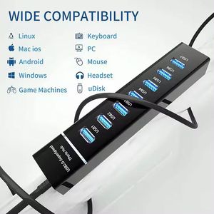 Best Quality High-speed 7 <b>USB</b> Port USB3.0 Hub With LED 7 in 1 <b>Adapter</b> Indication 3.0 HUB Splitter Expansion <b>Adapter</b> - Product Image 5