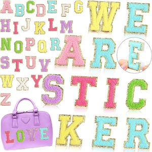 Bonito 8CM A-Z Iron on Letters Chenille Letter DIY Sacos Vestuário <span class=keywords><strong>Glitter</strong></span> Toalha Letras Alfabeto <span class=keywords><strong>Glitter</strong></span> Chenille Patch para Criança - Product Image 1