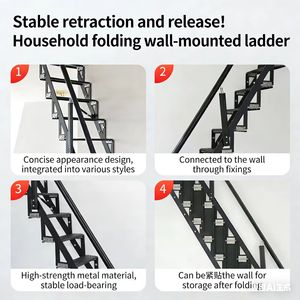 Escalera Telescópica en Forma <span class=keywords><strong>de</strong></span> L <span class=keywords><strong>de</strong></span> Aleación <span class=keywords><strong>de</strong></span> Zinc <span class=keywords><strong>para</strong></span> Montaje en Pared con Barandilla Metálica, Diseño que Ahorra Espacio <span class=keywords><strong>para</strong></span> Áticos, Uso Interior/Exterior - Product Image 3