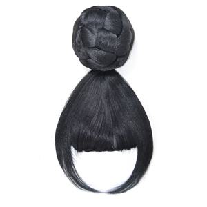 <span class=keywords><strong>Chignon</strong></span> afro synthétique noir pour femmes, petit <span class=keywords><strong>chignon</strong></span> en forme de beignet, clip pour cheveux, postiche naturel, frange noire - Product Image 6