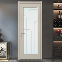 Porte intérieure en bois avec verre dépoli gris clair, système coulissant, réduction du bruit, porte en PVC pour maison moderne