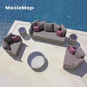 Muebles de restaurante, salón de Hotel, sofá, cafetería, Jardín nórdico, patio de ratán moderno, sillas de piscina rústicas de mimbre para exteriores de lujo - Product Image 6