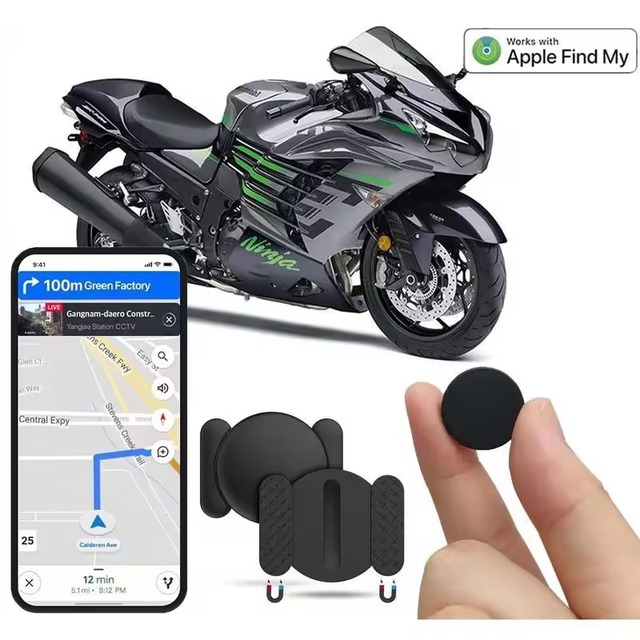 Mini Hidden GPS Wireless Tracker for Smart IOS Apple Find My Air Tag for Cars & Bikes with Magnetic Silicone Case Waterproof