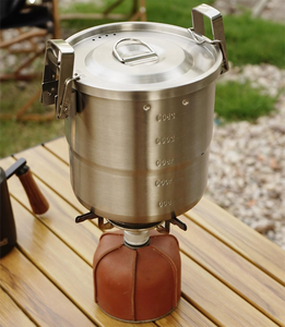 Ensemble complet <span class=keywords><strong>d</strong></span>'ustensiles de cuisine de <span class=keywords><strong>camping</strong></span> en acier inoxydable 304 - Pots suspendus et de cuisson portables de 3 <span class=keywords><strong>L</strong></span> pour pique-nique et voyage - Product Image 5