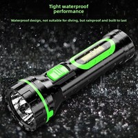 Lampe torche LED rechargeable en ABS à lumière puissante, avec éclairage latéral COB, double éclairage, indice de protection IP20, portée du faisceau 100-200m, portable pour la maison