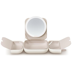 Borsa per il Trucco Impermeabile <span class=keywords><strong>con</strong></span> <span class=keywords><strong>Specchio</strong></span> LED a 5 Livelli di Luminosità, Organizer Cosmetico Pieghevole per Viaggi e Conservazione - Product Image 1
