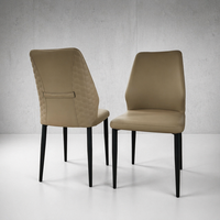 Chaise de salle à manger minimaliste italienne en cuir microfibre, avec coutures en nid d'abeille, rembourrée, avec pieds en acier carbone pour hôtel