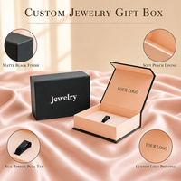 Boîte à bijoux noire de luxe avec fermeture magnétique, logo personnalisé, emballage cadeau recyclable pour collier avec insert en mousse