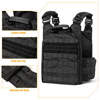 Gilet tactique à dégagement rapide unisexe léger porte-plaques Molle avec dos ergonomique en polyester noir