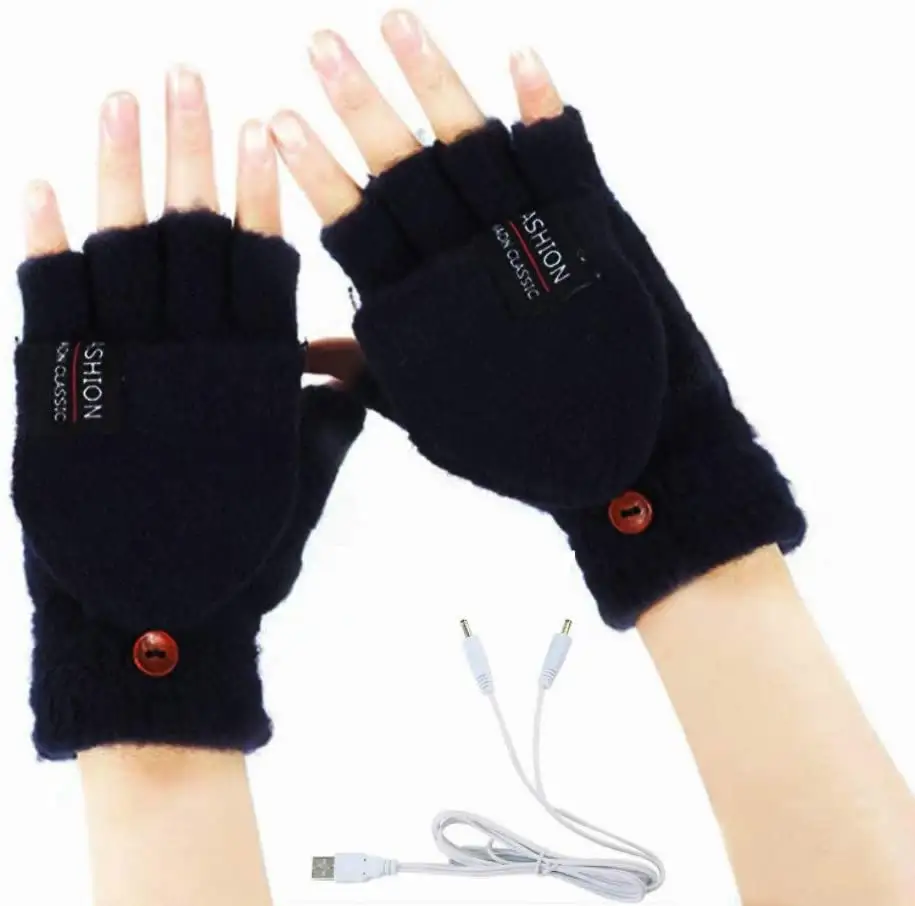 WOOL hands cover heated hot fever mittens cold wind agaist hand wraps usb operated hands woolen covers