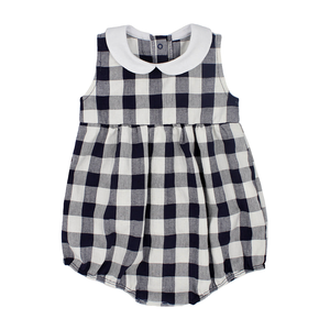 Boutique de barboteuses grises à carreaux <span class=keywords><strong>pour</strong></span> bébés filles, <span class=keywords><strong>barboteuse</strong></span> à bulles sans manches avec col claudine <span class=keywords><strong>pour</strong></span> baptême de nouveau-né d'enfants - Product Image 1