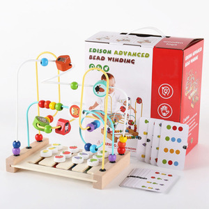 Juego de <span class=keywords><strong>Ajedrez</strong></span> Lógico Educativo Temprano para Niños, Entrenamiento de Movimiento Fino, Juguete de Madera con Cuentas de Montaña Rusa y Laberinto - Product Image 1
