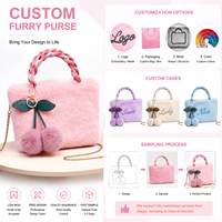 Sac à main en peluche personnalisé OEM, mignon avec pompon cerise, sac à bandoulière pour femme, sac à main en peluche tendance avec logo personnalisé, cadeau