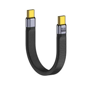 Kabel fleksibel PD 240W, 8K 60HZ 48V5A USB C ke USB C 10CM pengisian cepat, Video 8K, Transfer Data 40Gbps untuk SSD eksternal