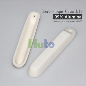 HUTO personnalisation industrielle creuset en céramique forme de bateau avec trou/sans trou Type de trou résistant aux hautes températures 99% <span class=keywords><strong>Al</strong></span> céramique - Product Image 1