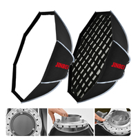 JINBEI KE- 120cm Boîte à lumière octogonale parabolique pliable à montage rapide avec grille pour studio photo, monture Bowens