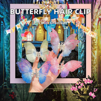 Nouvelle pince à cheveux papillon faite à la main, dégradé de couleurs, traitement à domicile, épingle à cheveux en métal, style conte de fées, enfants, fabrication Henan, soie