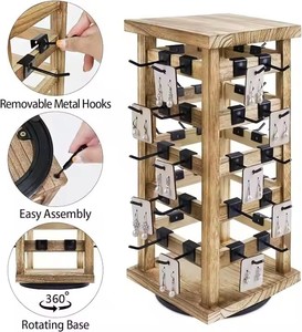 Soporte de exhibición de joyería de madera de color roble personalizado 42 ganchos extraíbles para tienda de pendientes y jaulas de almacenamiento - Product Image 4