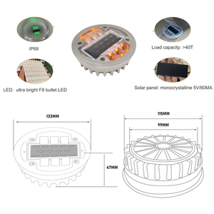 Aluminum Alloy PC <strong>Cover</strong> Strong Pressure Resistance Load 40T Solar <strong>Rad</strong> Stud Lights Marker Embedded Highway Led Solar Road Stud - Product Image 4