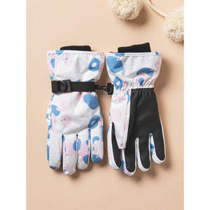 Gants de ski thermiques Pattern Point en cuir blanc et bleu - Product Image 1