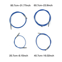 Agujas de Tejer Circulares Intercambiables de Aluminio Anodizado Azul de 8 cm, 9 Tamaños, con Estuches para Tarjetas, para Proyectos de Tejer Suéteres