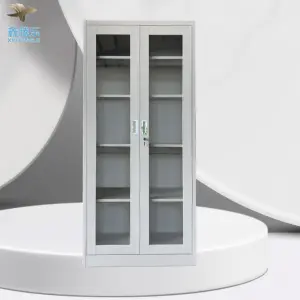 Office Furniture Glass-Frame Cabinet / Steel Cabinet Glass Door Metal Filing Storage Cabinet