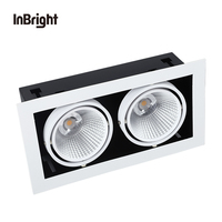 Projecteurs LED COB encastrés anti-éblouissement à grille pour hôtels et usines, à têtes simples, doubles ou triples, 10W, 20W, 30W