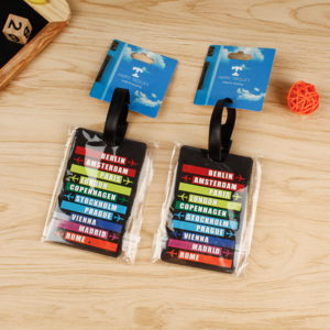 Viagem Design Personalizado Logo Mala Cabide Borracha Macia Em Branco Bagagem Tag Com Alça - Product Image 1