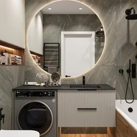 Panneau de porte en PVC personnalisé comptoir en pierre évier double vanité d'hôtel salle de bain vanité combinée