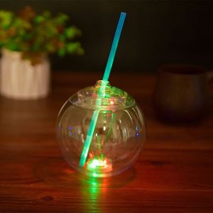Printable Plastic Round <b>Ball</b> Christmas Halloween Day <b>LED</b> Three-color Flash Plastic Straw Cup - Product Image 3