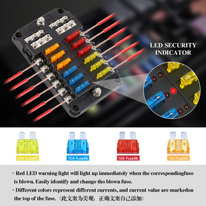 Boîte à fusibles automobile 12 voies avec bornes positives et négatives, support à vis pour voitures, camions, bateaux, yachts - Product Image 4