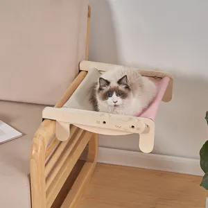 Fábrica local Pode ser pendurado ou colocado no chão pendurado de madeira gato cama rede gato Janela Perch