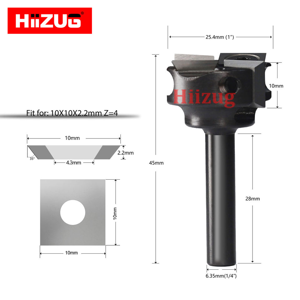 Indexable Router Bits Hiizug 4 Flutes Spoilboard Surface Router Bit with Indexable Carbide ...