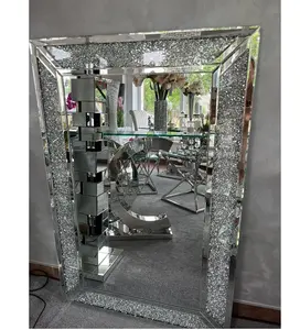 Роскошная мебель для гостиной Сверкающее декоративное зеркало алмазное раздавленное настенное зеркало для дома и отеля