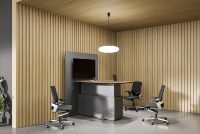 Table de réunion électrique intelligente à hauteur réglable avec gestion des câbles dissimulée et levage synchronisé de l'écran pour bureau moderne