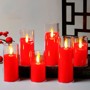 Светодиодные электронные свечи в акриловых стаканах с плоским горлышком, три размера, светодиодные свечи для дома, вечеринок, свадебных украшений - Product Image 1