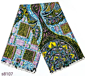 Tissu en organza batik peigné doré WAX de 6 yards pour sacs, robes, literie - Tissu tissé respirant pour filles/femmes - Product Image 3