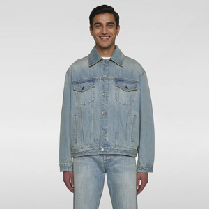 High Quality <b>Customised</b> Men's <b>Denim</b> <b>Jacket</b> Stand Windproof Hooded Latest Design Long Thin Wholesale Price for Autumn Season - Product Image 1