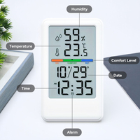 Termometer Meja Digital LCD Akurat untuk Rumah Tangga, Sensor Suhu dan Kelembapan