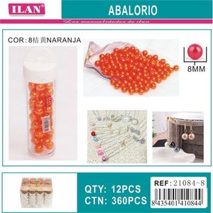 Perline Ilan Abalorio 8 mm arancioni per la creazione di gioielli, 12 pezzi per tubo - Product Image 3