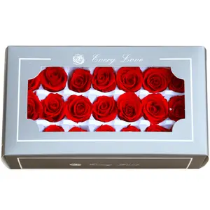 Wholesale Flower Immortal Rose 2-3CM Diameter 21pcs/Box Preserved Real Roses Head In Gift Box