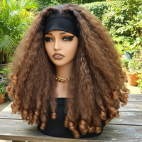 Perruques Afro Kinky Ombre KEMY HAIR, de haute qualité, bon marché, cheveux 4C, boucles rebondissantes, synthétiques, fabriquées à la machine, perruques à bandeau pour femmes noires