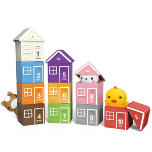 Juego Educativo de Bloques de Silicona Suave con Animales para Emparejar, 10 Animales y 10 Casas, Juguete Apilable para Niños, para el Aprendizaje Temprano - Product Image 1