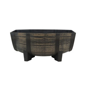 Grands pots à fleurs en forme de baril de whisky, pots en plastique, 16 pouces, 22 pouces, style bois, seau avec drainage, léger, pour le sol, la maison, l'intérieur - Product Image 4