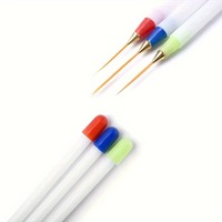 Lot de 3 pinceaux double-embout pour nail art, ultra-fins, pour lignes et détails, pour vernis gel UV, outils de manucure