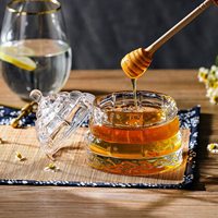 Pot en verre pour miel avec cuillère et couvercle, écologique, compatible lave-vaisselle, récipient alimentaire moderne
