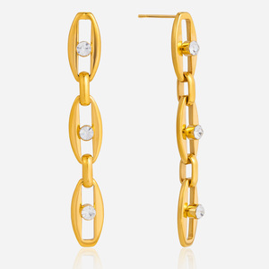 Geometric Crystal <b>Stud</b> Earrings <b>Titanium</b> Steel Bezel Setting Everyday Wear - Product Image 1
