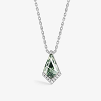 Collier pendentif en argent sterling 925 plaqué or rose 18 carats avec agate verte naturelle taille cerf-volant et zircone cubique